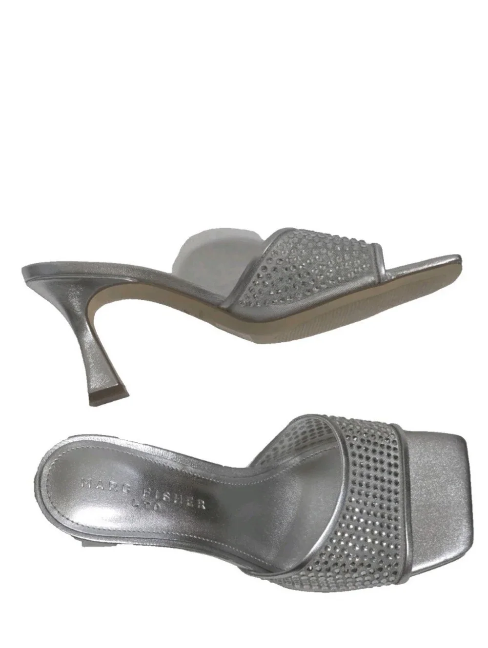 Marc Fisher Delaney Silver Slide Sandal  US 8.5M
